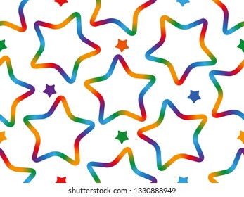 Seamless pattern with multi-colored stars on a transparent background. Vector image, eps 8