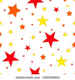Seamless pattern with multicolored stars on a white background. Vector