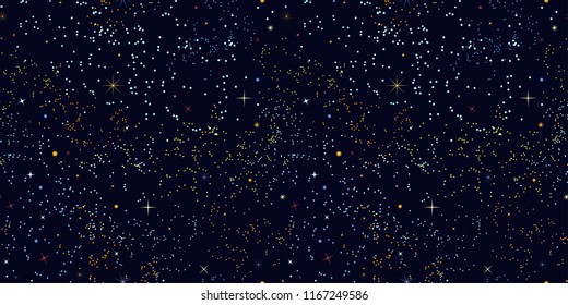 Seamless Pattern With Multi-colored Stars. Vector Illustration. Outer Space. Universe. Space Pattern. Colorful Extraterrestrial Design.