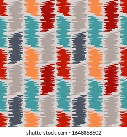 Seamless pattern with multicolored stripes, waves, background in grunge style, line drawing