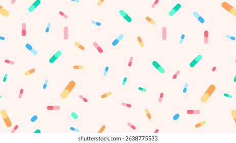 Seamless pattern with multicolored sugar sprinkles. Vector illustration.
