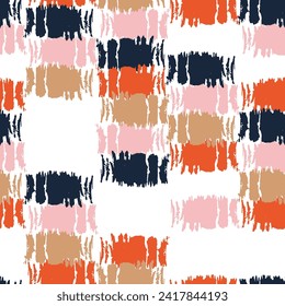 Seamless pattern of multi-colored texture stripes. Folk carpet vector ornament. Brush strokes. For background design, textiles, packaging