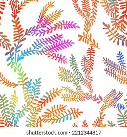 Seamless pattern multicolored tree branches. Vector illustration