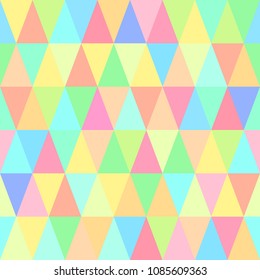 Seamless Pattern of Multicolored Triangles, Motley Summer Colorful Background, Vector Illustration