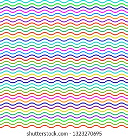 Seamless pattern of multicolored wavy lines on background. Vector image, eps 8