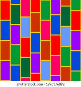 Seamless pattern with multicoloured stained glass with rectangular cells. Vector picture.