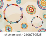 Seamless Pattern of Multicultural People Holding Hands in a Circle – Aerial View. Diversity Unity  Racial Equality concept