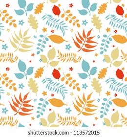 Seamless pattern with multy colored autumn leaves