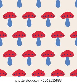 seamless pattern, mushroom art surface design for fabric scarf and decor