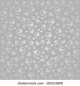 Seamless pattern with mushroom champignon. Vector illustration 