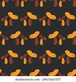 Seamless pattern with Mushroom chanterelle or girolle edible mushroom repeating background. Vector illustration