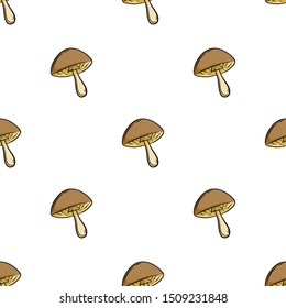 Seamless Pattern of Mushroom With Doodle Style
