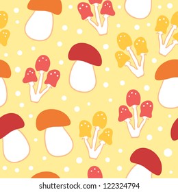 Seamless pattern with mushrooms