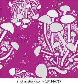Seamless pattern with mushrooms