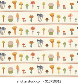 Seamless pattern with mushrooms