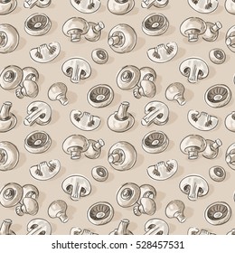 Seamless pattern with mushrooms