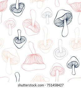 Seamless pattern with mushrooms.