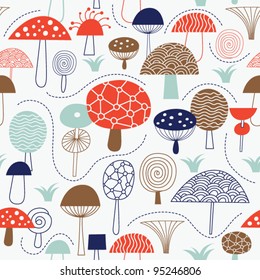 seamless pattern with mushrooms