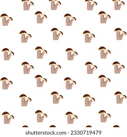 Seamless pattern with mushrooms. Black icon of mushrooms on white background. Isolated symbol mushroom in flat style. Design for print on fabric, wrapping paper, packing, wallpaper.Vector illustration