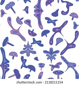 seamless pattern with mushrooms. bright print for fabric, wrapping paper. hippie style. 60s, 70s. 