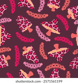 seamless pattern of mushrooms and caterpillars for background,cover,fabric,wrapping,etc