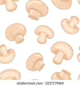 seamless pattern with mushrooms,
champignons on a white background.Vector illustration