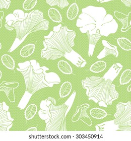 Seamless pattern with mushrooms chanterelles.