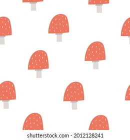 Seamless pattern with mushrooms. Colorful vector flat for kids. hand drawing. baby design for fabric, print, wrapper