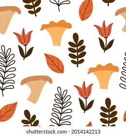 Seamless pattern with mushrooms. Colorful vector flat for kids. hand drawing. baby design for fabric, print, wrapper