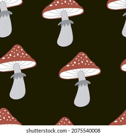 Seamless pattern with mushrooms. Colorful vector flat for kids. hand drawing. baby design for fabric, print, wrapper