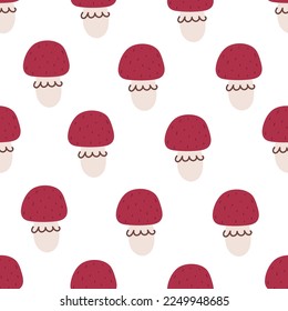 Seamless pattern with mushrooms. Colorful vector flat for kids. hand drawing. baby design for fabric, print, wrapper