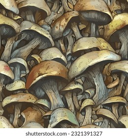 seamless pattern mushrooms fashion print background plants texture illustration flora fungus ornament cute image colorful fungi endless repeat eps vector