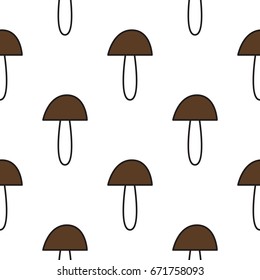 Seamless pattern with mushrooms in flat style for web, wrapping paper and creative design. Vector illustration. 