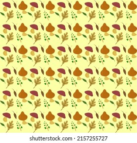 seamless pattern with mushrooms and floral elements. Creative autumn texture for fabric, wrapping, textile.