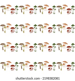 Seamless pattern with mushrooms. Forest, autumn, mushrooms, silhouette, harvest. Vector.