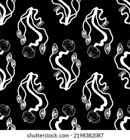 Seamless pattern with mushrooms. Forest, autumn, mushrooms, silhouette, harvest. Vector.