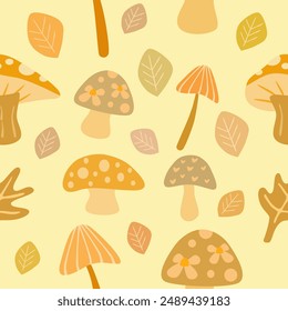 seamless pattern with mushrooms. good for kids clothes and tote bag