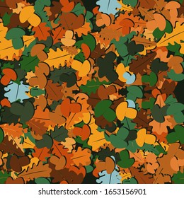 seamless pattern with mushrooms and oak leaves. Vector image eps 10
