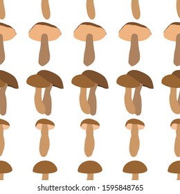 Seamless pattern with mushrooms on white background. Vector illustration. Freehand drawing.