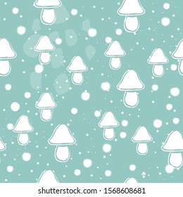 Seamless Pattern with mushrooms. Scandinavian Style. Vector Illustration