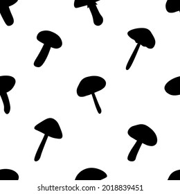 Seamless pattern mushrooms silhouettes vector illustration
