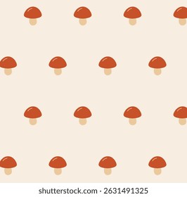 Padrão perfeito com cogumelos. Fundo fector simples com cogumelos bonitos. Impressão infantil colorida para impressão em papel, tecido, têxteis domésticos, embalagens, papel de parede e roupas.
