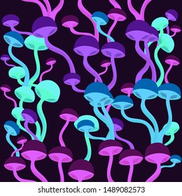 Seamless pattern with mushrooms. Vector graphics.