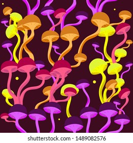 Seamless pattern with mushrooms. Vector graphics.