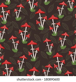 Seamless pattern with mushrooms. vector illustration