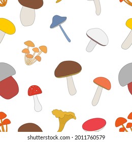 Seamless pattern mushrooms vector illustration