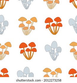 Seamless pattern mushrooms vector illustration