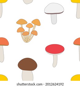 Seamless pattern mushrooms vector illustration