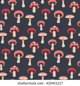 Seamless pattern with mushrooms. Vector illustration.