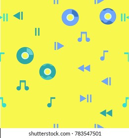 Seamless pattern with music black notes vector background.Design for T-shirt, textile and prints.